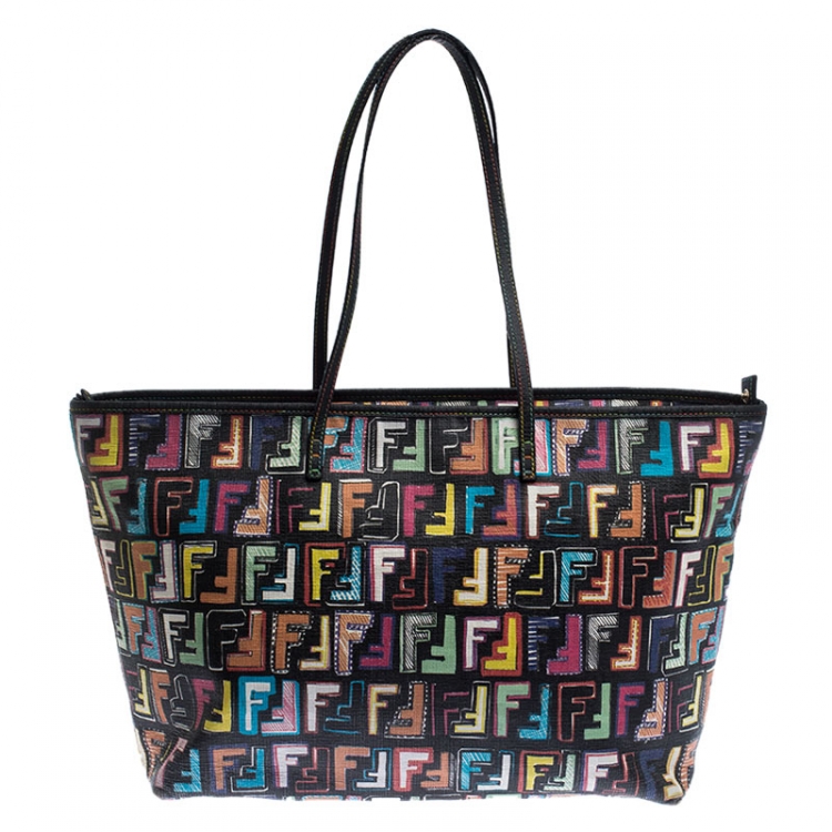 Pre Owned Fendi Multicolor Zucca Coated Canvas Roll Tote