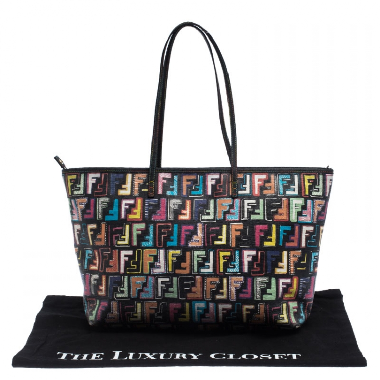 Pre Owned Fendi Multicolor Zucca Coated Canvas Roll Tote