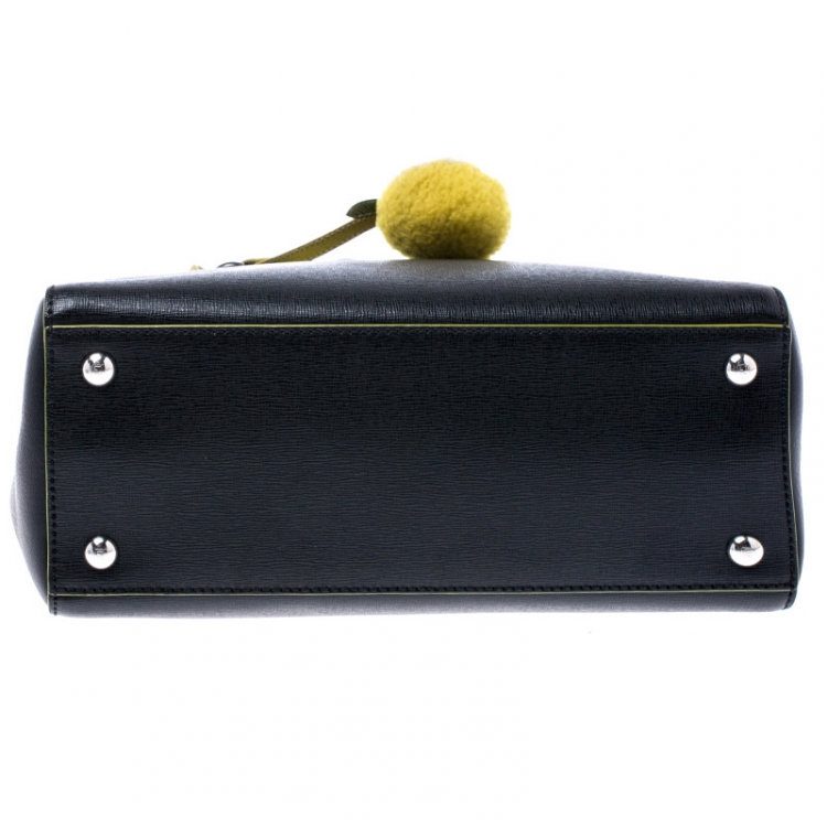 Pre Owned Fendi Black/Green Leather Mini 2Jours Tote 