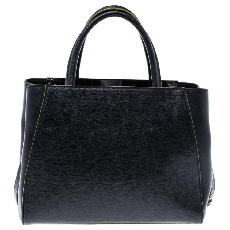 Pre Owned Fendi Black/Green Leather Mini 2Jours Tote 
