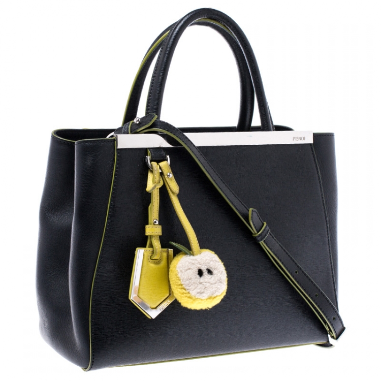 Pre Owned Fendi Black/Green Leather Mini 2Jours Tote 