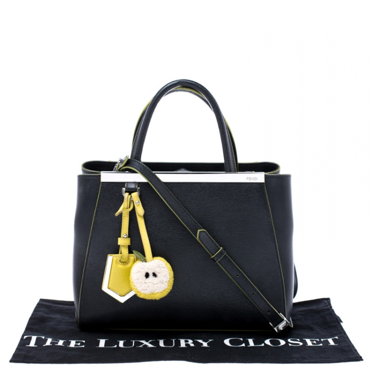 Pre Owned Fendi Black/Green Leather Mini 2Jours Tote 