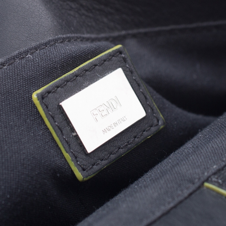 Pre Owned Fendi Black/Green Leather Mini 2Jours Tote 