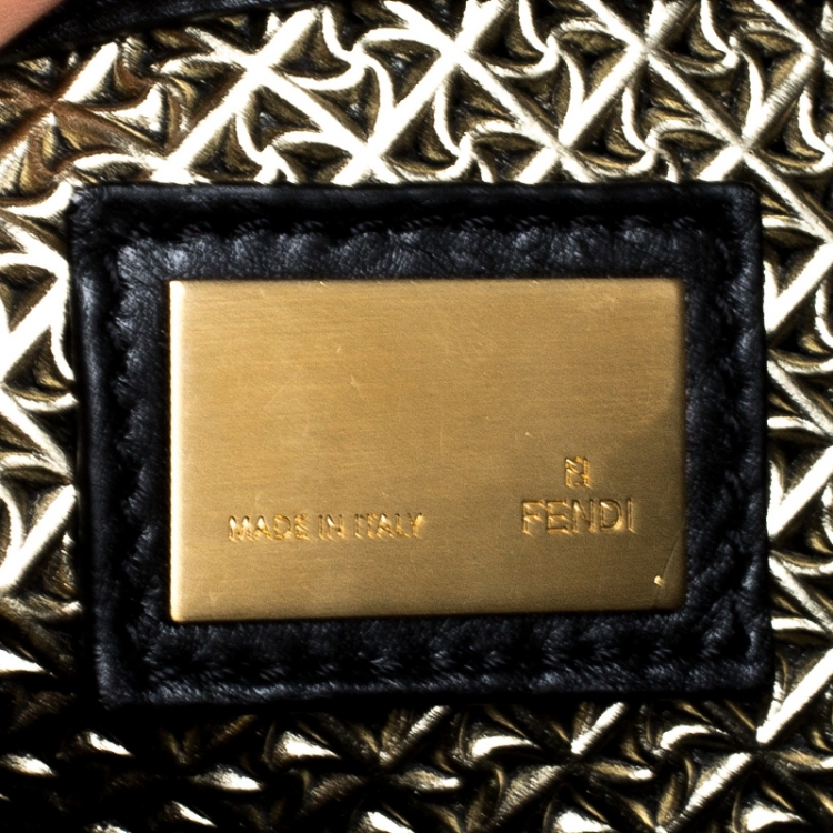 Pre Owned Fendi Black Patent Leather Large Peekaboo Top Handle Bag