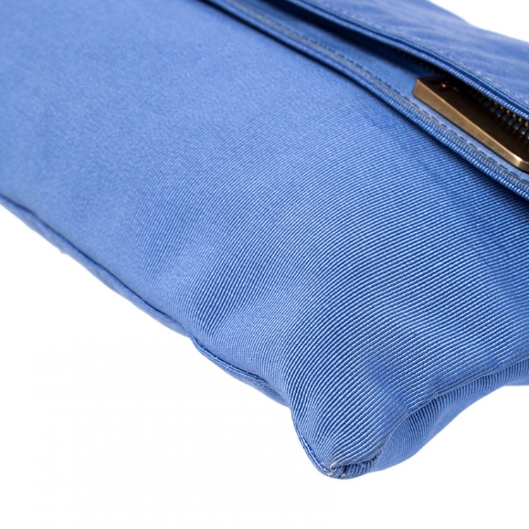 Pre Owned Fendi Blue Zucca Canvas Chameleon Fold-Over Clutch