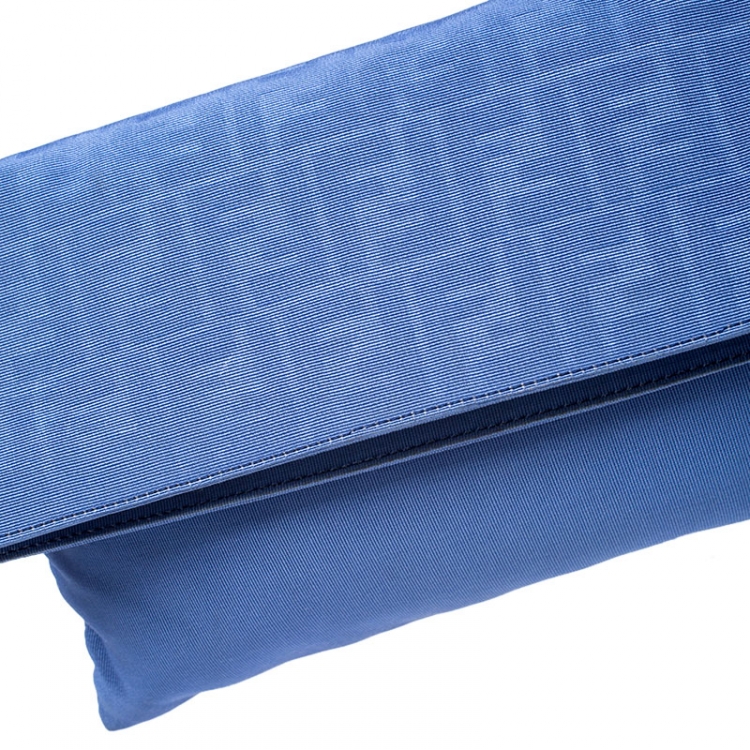 Pre Owned Fendi Blue Zucca Canvas Chameleon Fold-Over Clutch
