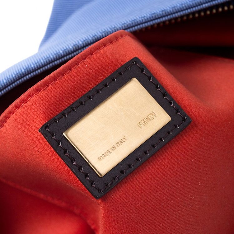 Pre Owned Fendi Blue Zucca Canvas Chameleon Fold-Over Clutch