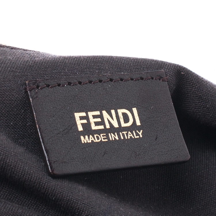 Pre Owned Fendi Tobacco Zucca Canvas Maxi Baguette Flap Shoulder Bag