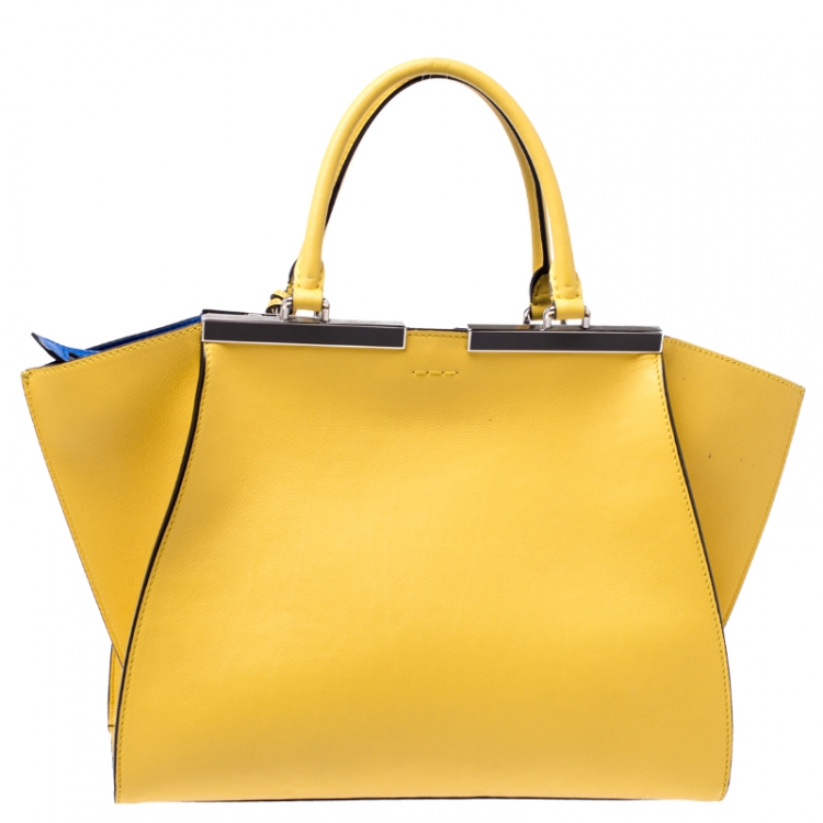 Pre Owned Fendi Yellow Leather Small 3Jours Tote