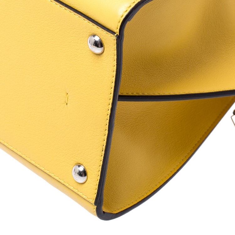 Pre Owned Fendi Yellow Leather Small 3Jours Tote