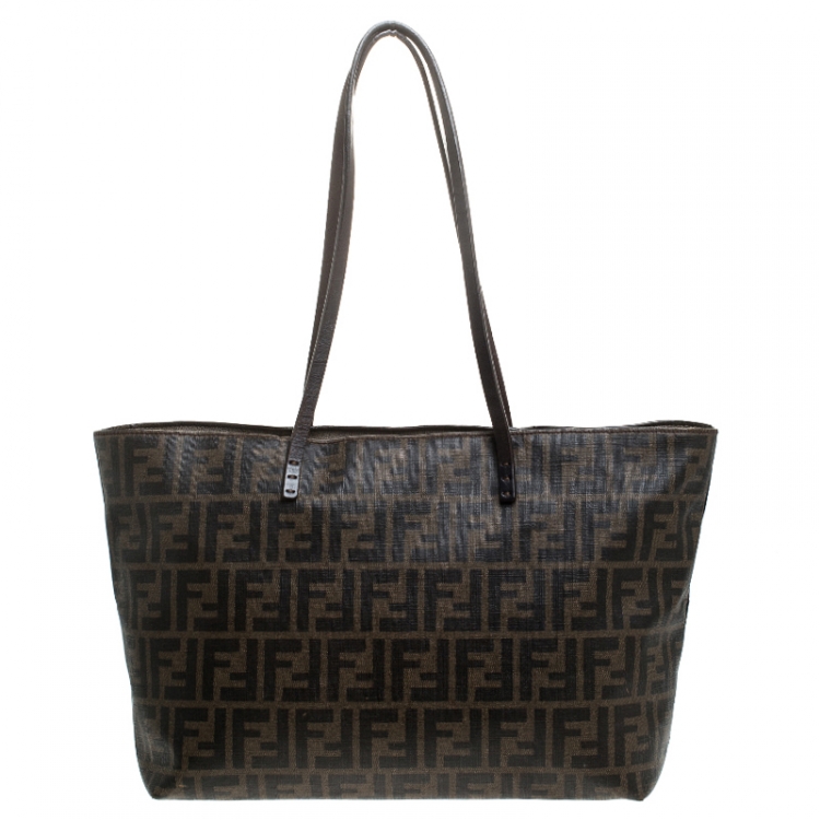 Pre Owned Fendi Zucca Coated Canvas Roll Tote
