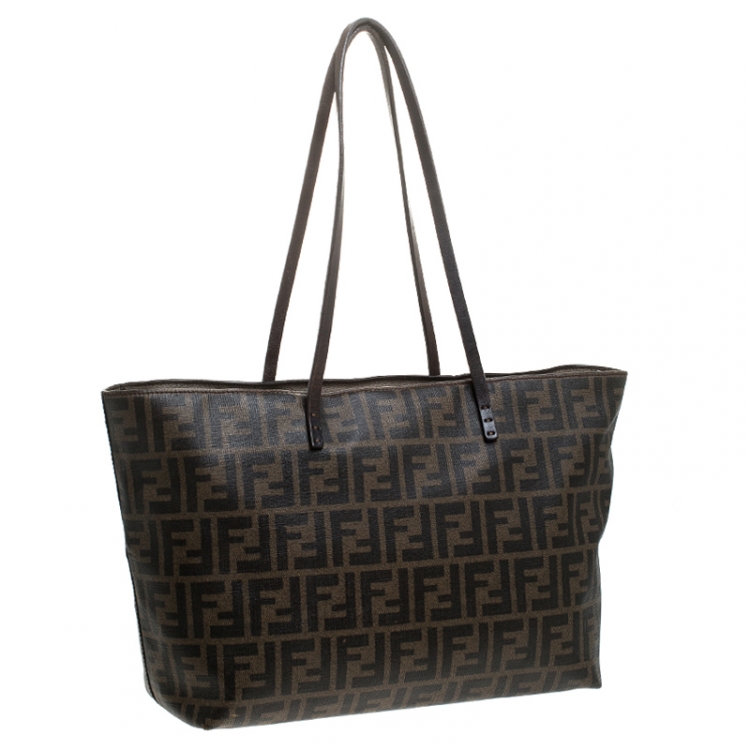 Pre Owned Fendi Zucca Coated Canvas Roll Tote