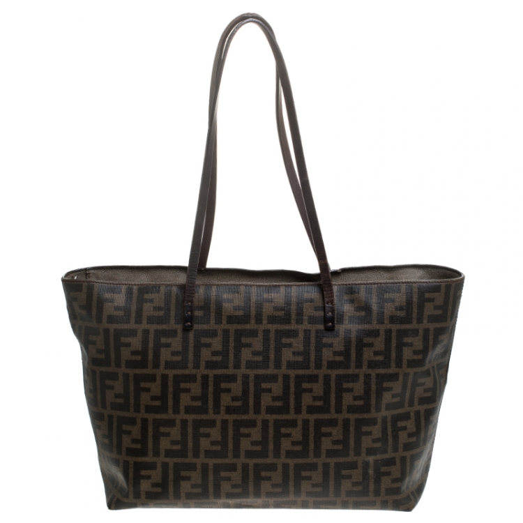 Pre Owned Fendi Zucca Coated Canvas Roll Tote