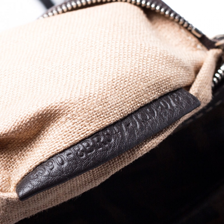 Pre Owned Fendi Tobacco Zucca Canvas and Selleria Leather Linda Satchel