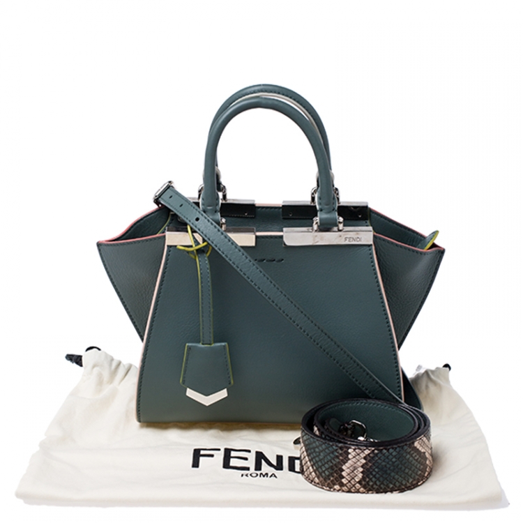 Pre Owned Fendi Deep Green Leather Mini 3Jours Tote
