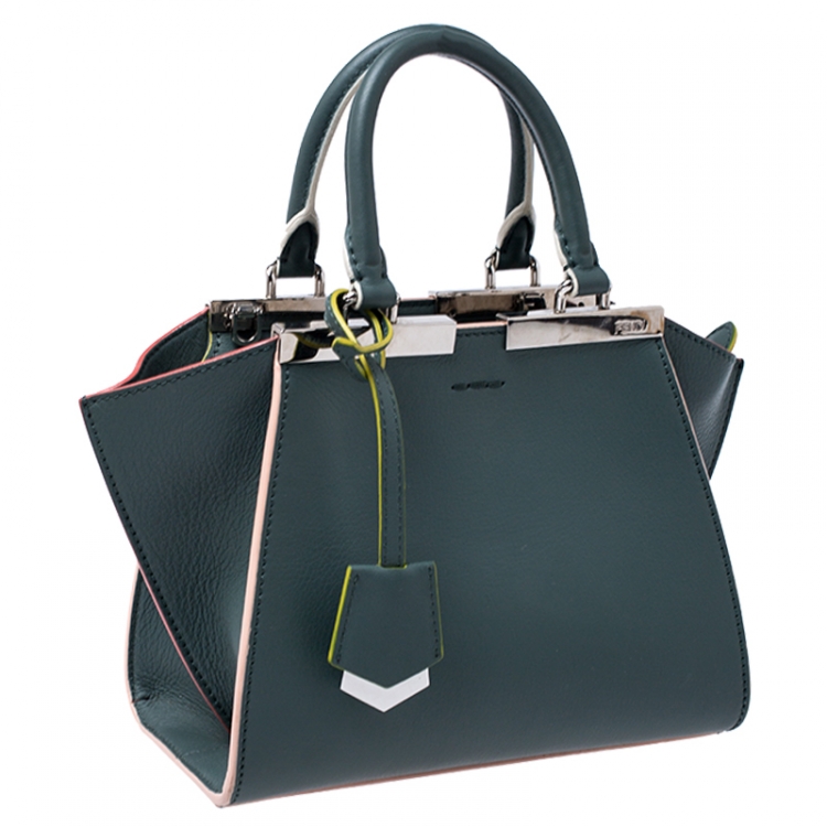 Pre Owned Fendi Deep Green Leather Mini 3Jours Tote