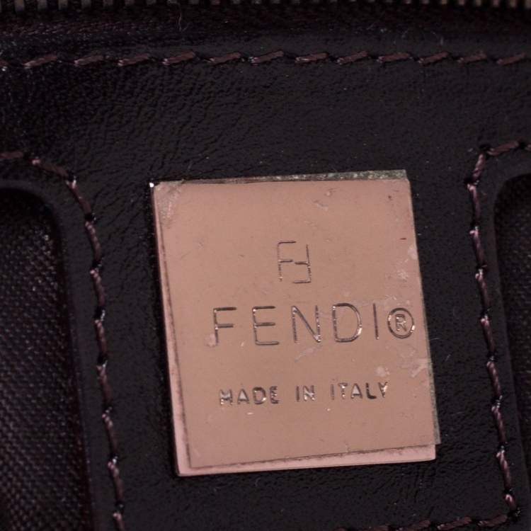 Pre Owned Fendi Brown Zucchino Coated Canvas Mama Baguette Shoulder Bag