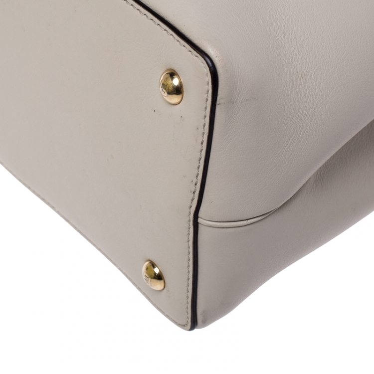 Pre Owned Fendi Cream Leather Mini 2Jours Tote