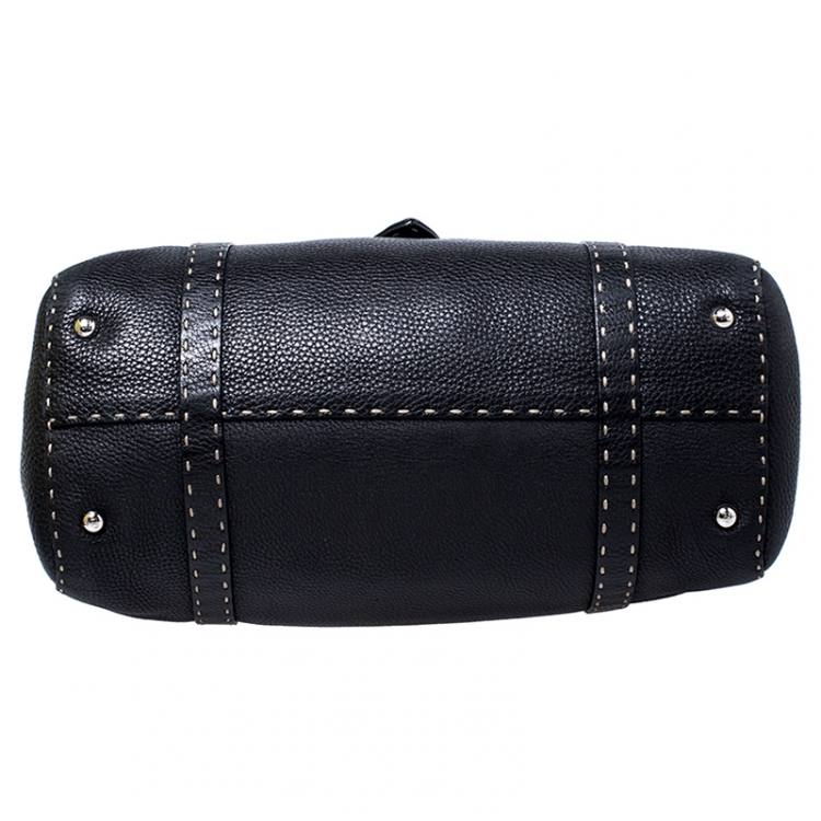 Pre Owned Fendi Black Selleria Leather Large Linda Satchel 