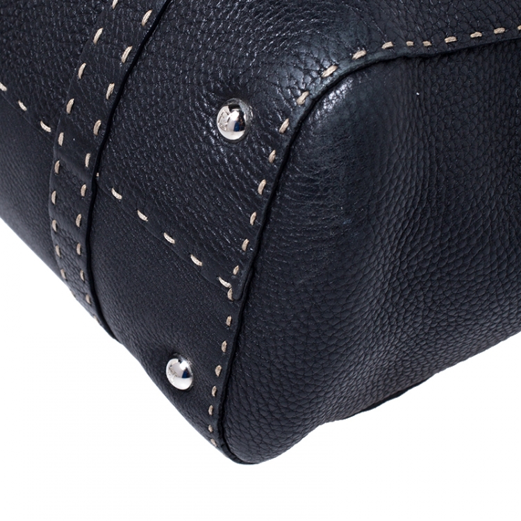 Pre Owned Fendi Black Selleria Leather Large Linda Satchel 