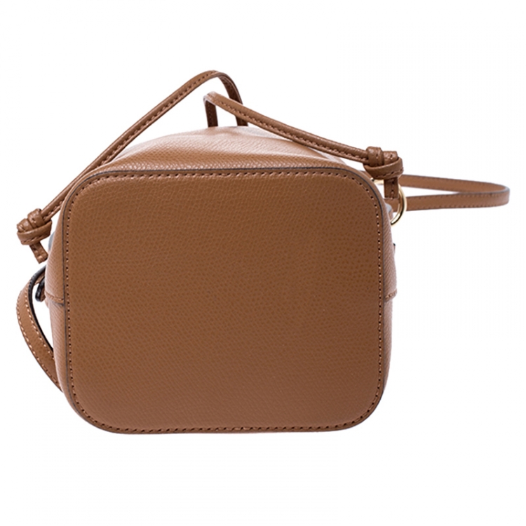 Pre Owned Fendi Brown Leather Mini Mon Tresor Drawstring Bucket Bag