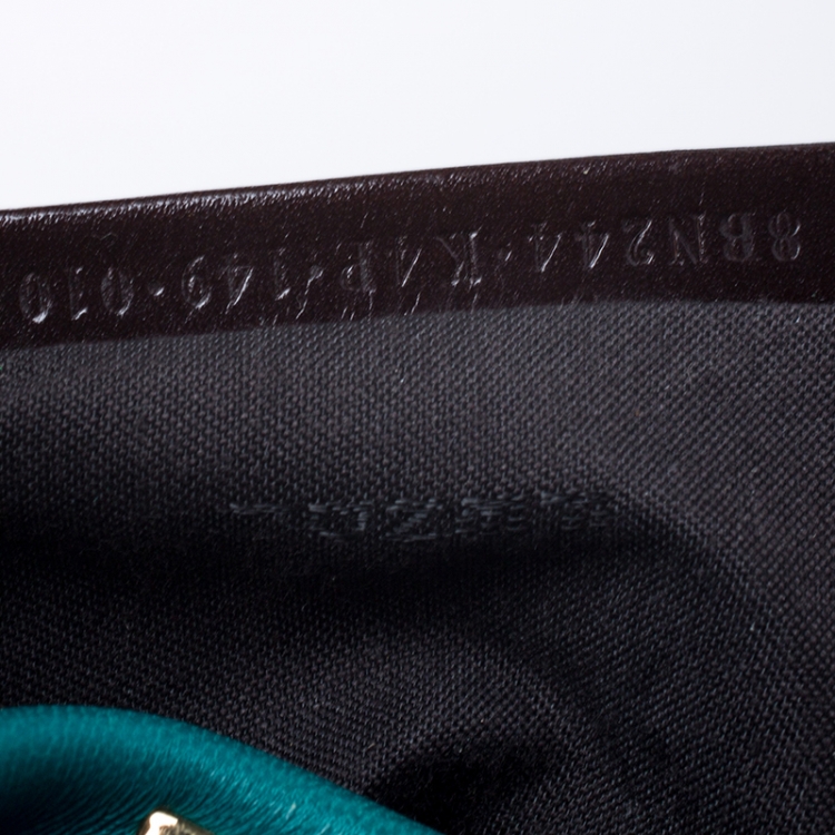 Pre Owned Fendi Turquoise Leather Mini Peekaboo Top Handle Bag
