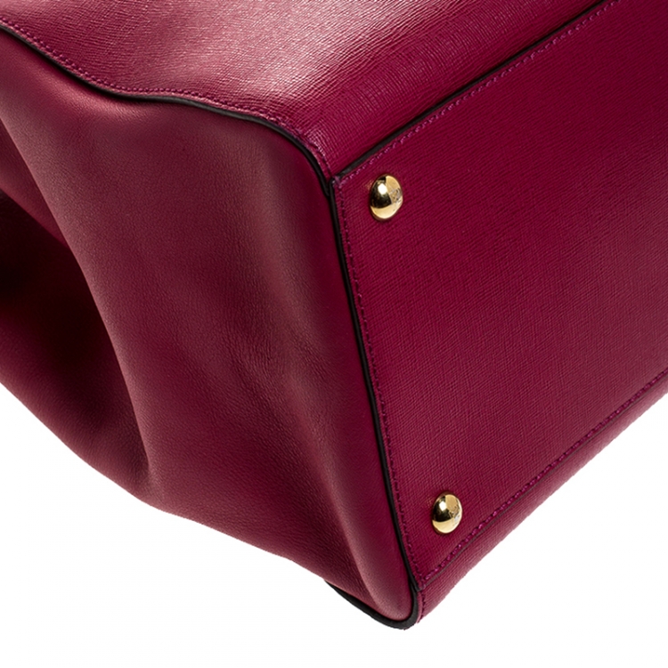 Pre Owned Fendi Burgundy Leather Medium 2Jours Tote 
