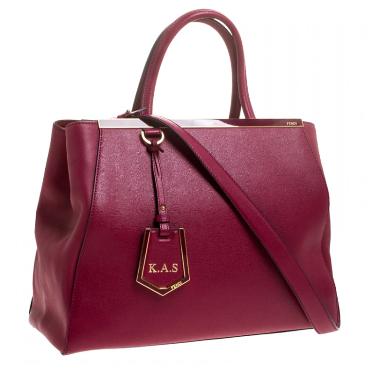 Pre Owned Fendi Burgundy Leather Medium 2Jours Tote 