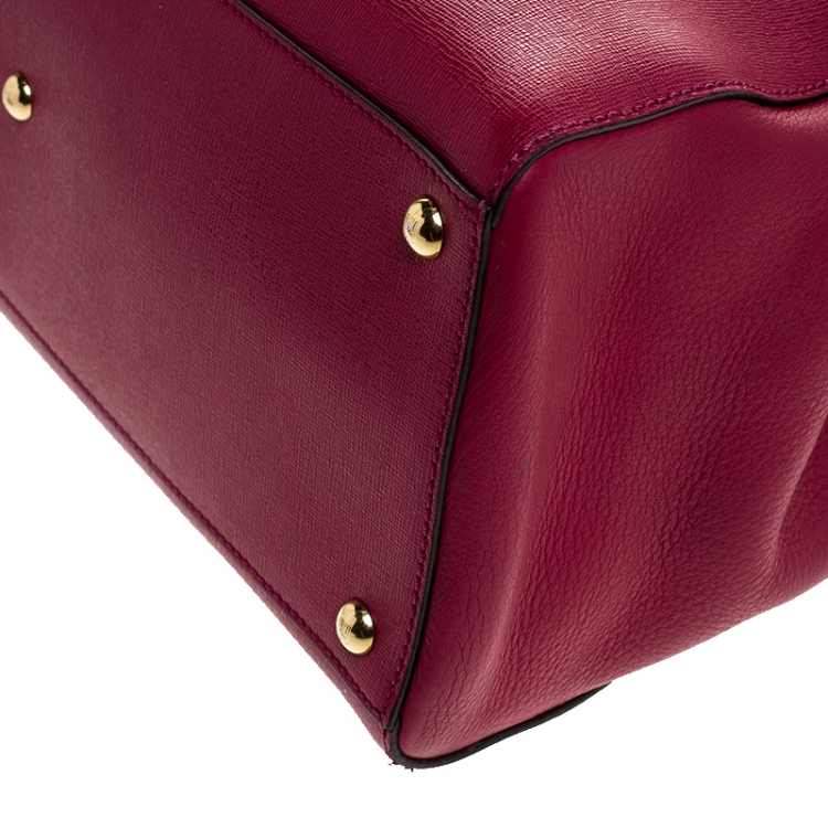Pre Owned Fendi Burgundy Leather Medium 2Jours Tote 