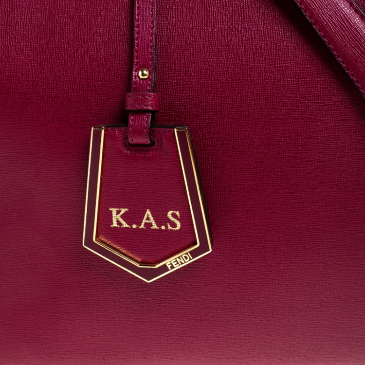 Pre Owned Fendi Burgundy Leather Medium 2Jours Tote 