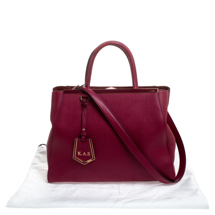 Pre Owned Fendi Burgundy Leather Medium 2Jours Tote 