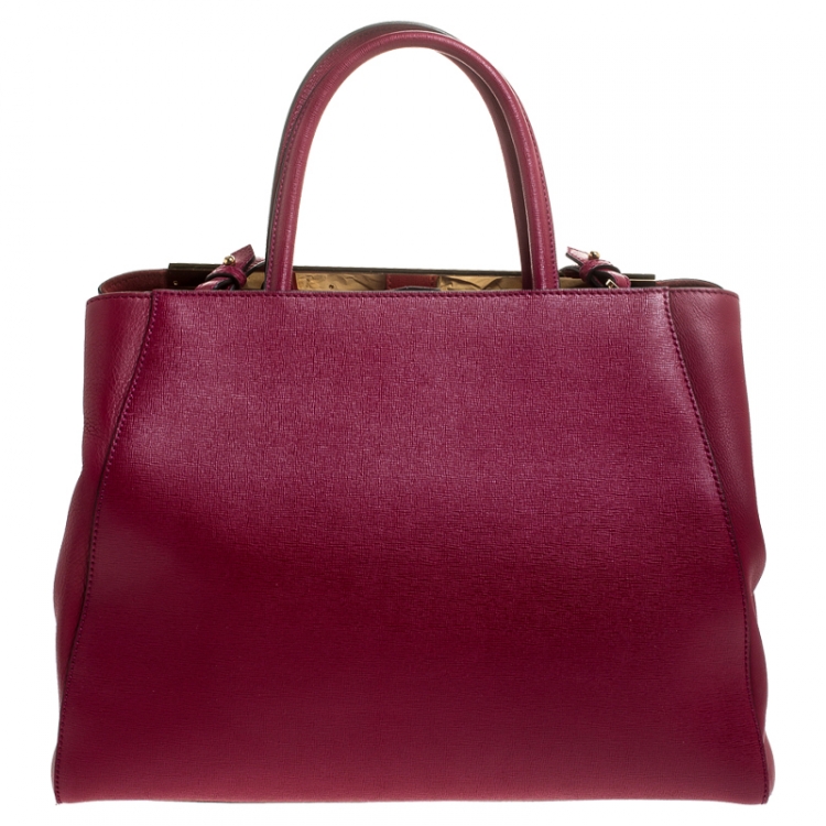 Pre Owned Fendi Burgundy Leather Medium 2Jours Tote 