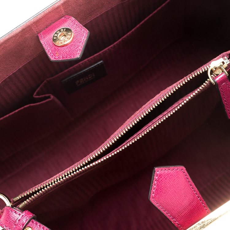 Pre Owned Fendi Burgundy Leather Medium 2Jours Tote 