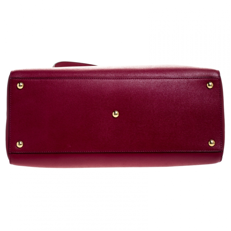 Pre Owned Fendi Burgundy Leather Medium 2Jours Tote 