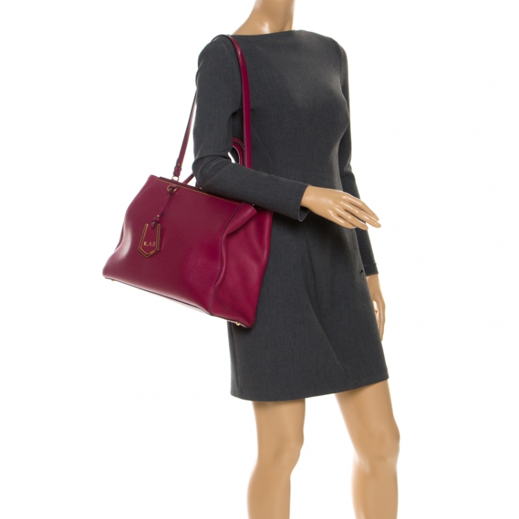 Pre Owned Fendi Burgundy Leather Medium 2Jours Tote 