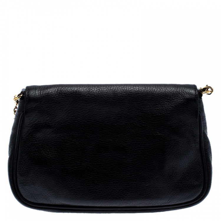 Pre Owned Fendi Black Leather Fendista Chain Shoulder Bag