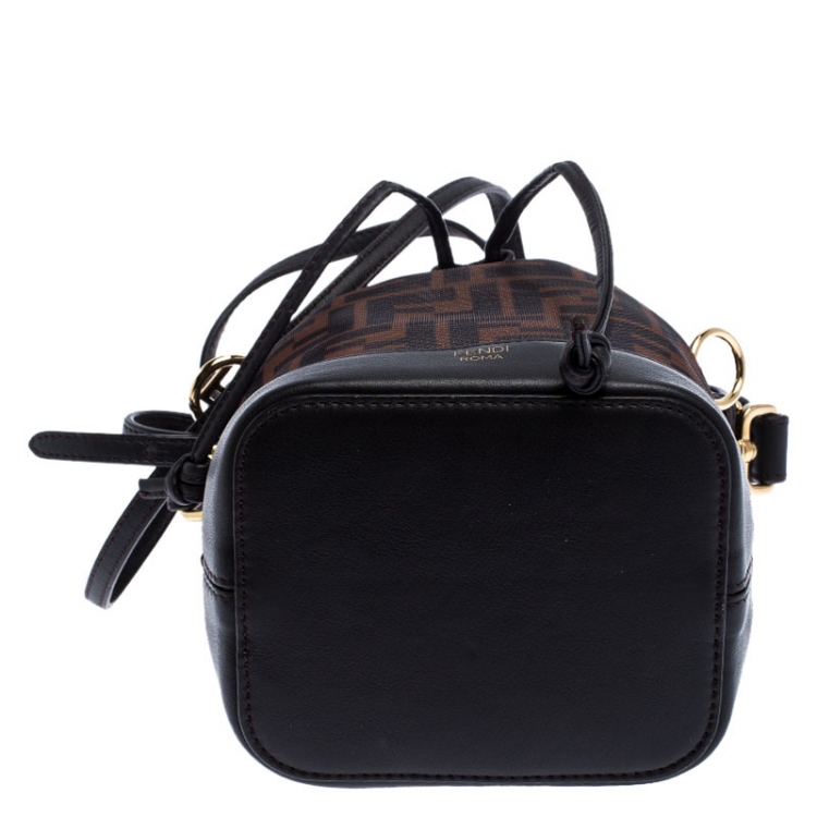 Pre Owned FENDI Brown Mesh Mini Mon Tresor Drawstring Bucket Bag 