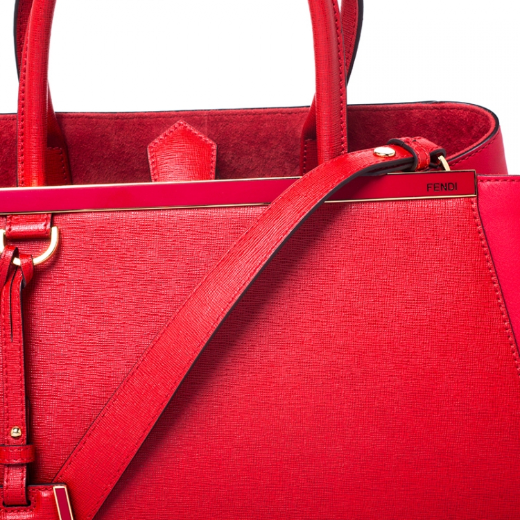 Pre Owned Fendi Red Saffiano Leather 2Jours Tote