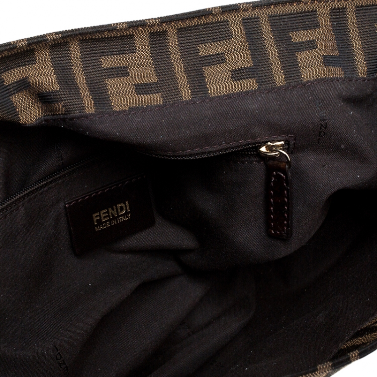 Pre Owned Fendi Tobacco Zucca Canvas Mia Flap Bag