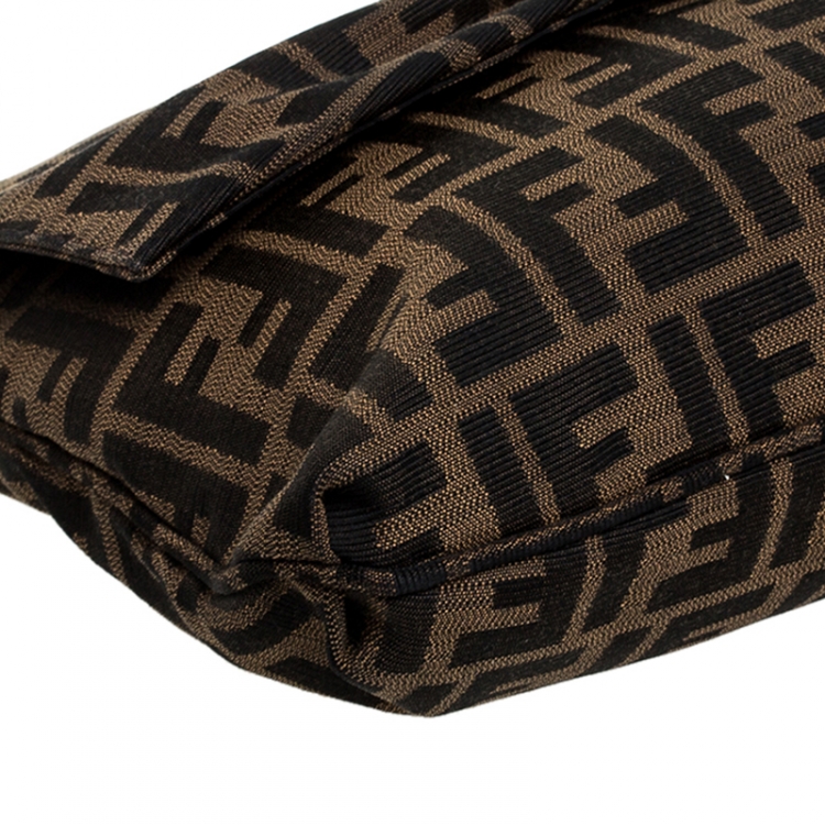 Pre Owned Fendi Tobacco Zucca Canvas Mia Flap Bag