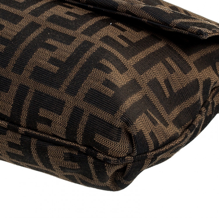 Pre Owned Fendi Tobacco Zucca Canvas Mia Flap Bag