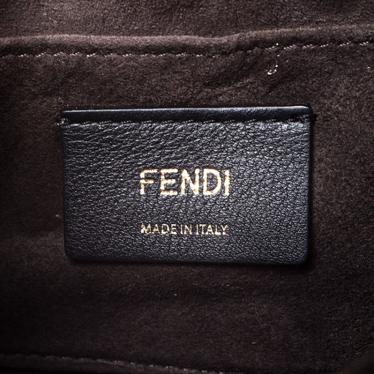 Pre Owned Fendi Gold Metallic Leather Studded Kan I Shoulder Bag