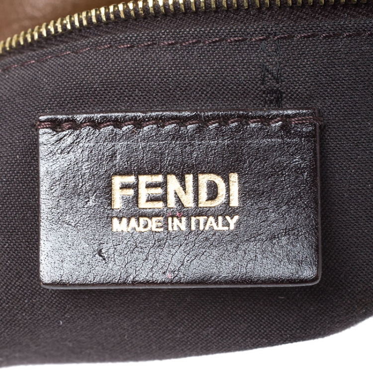 Pre Owned Fendi Tobacco Zucca Canvas Maxi Baguette Flap Shoulder Bag