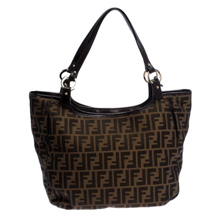 Pre Owned Fendi Tobacco Zucca Canvas Chef Shopper Tote