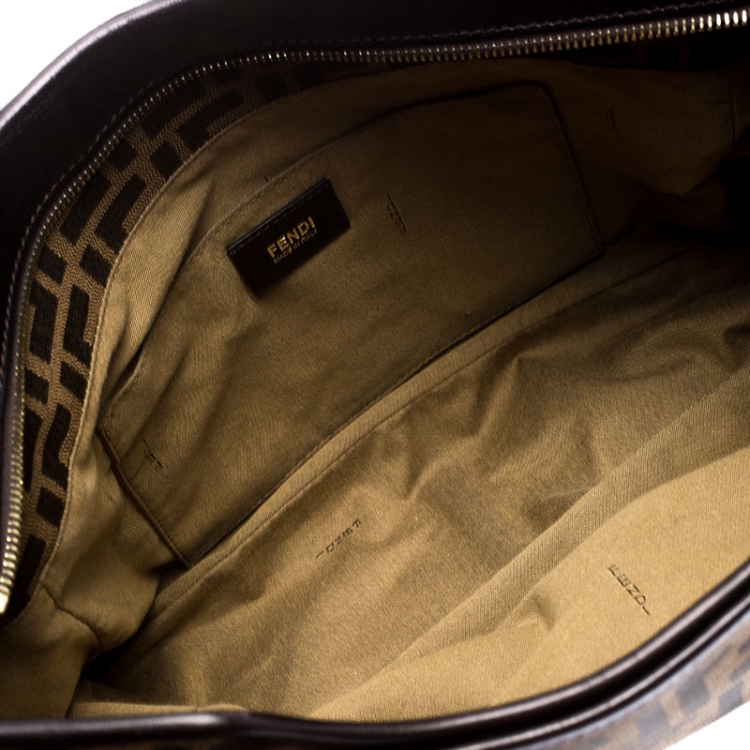 Pre Owned Fendi Tobacco Zucca Canvas Chef Shopper Tote