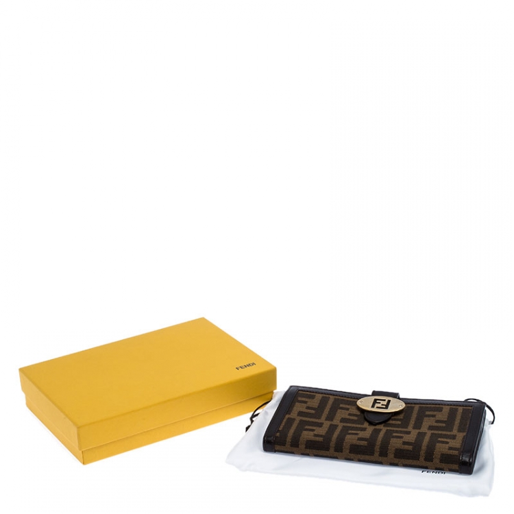 Pre Owned Fendi Tobacco Zucca Continental Wallet