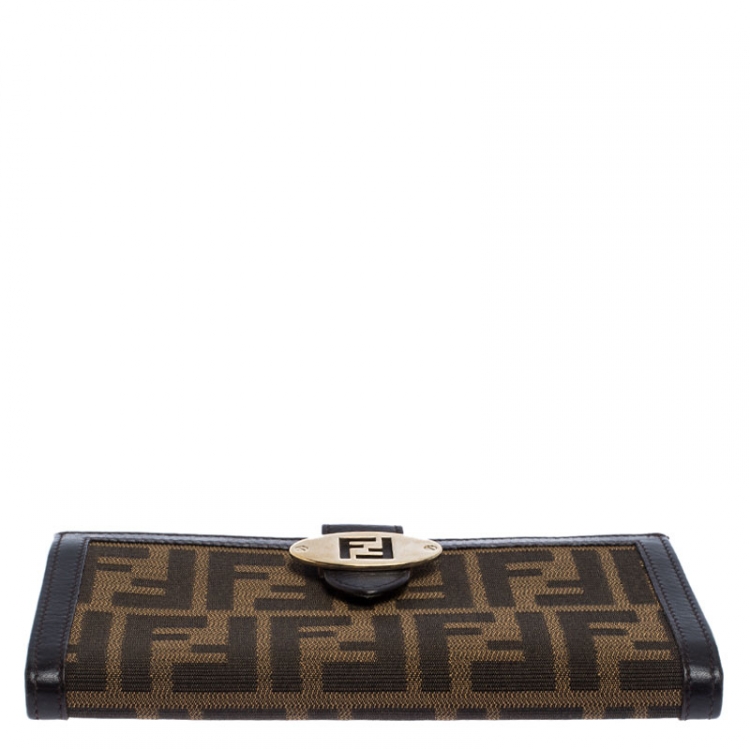 Pre Owned Fendi Tobacco Zucca Continental Wallet