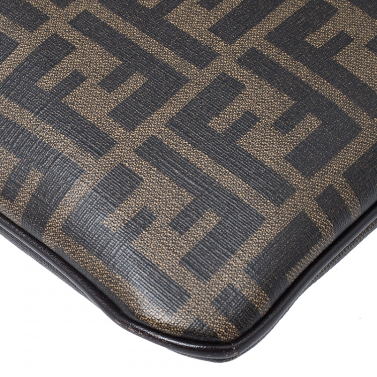 Pre Owned Fendi Tobacco Zucca Coated Canvas Spalmati Messenger Bag