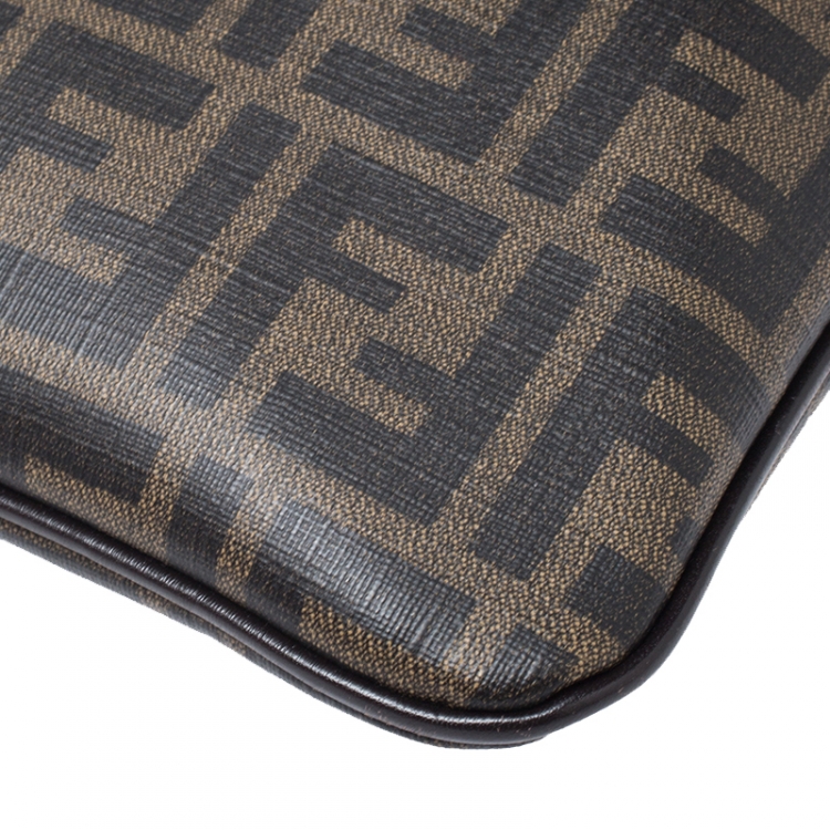 Pre Owned Fendi Tobacco Zucca Coated Canvas Spalmati Messenger Bag