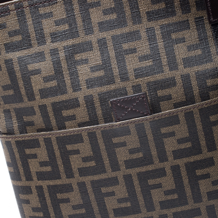 Pre Owned Fendi Tobacco Zucca Coated Canvas Spalmati Messenger Bag